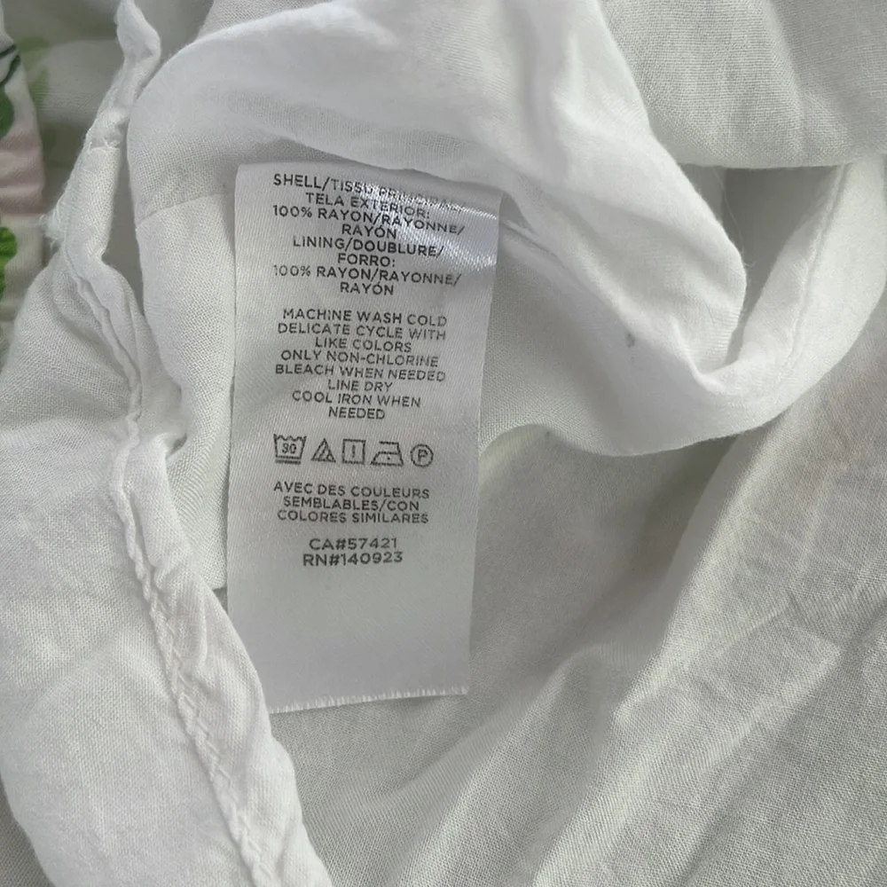 LOFT Jungle Birds Tropical Print Ruffle Double Strap Lined Dress Cover Up size S - Picture 8 of 11